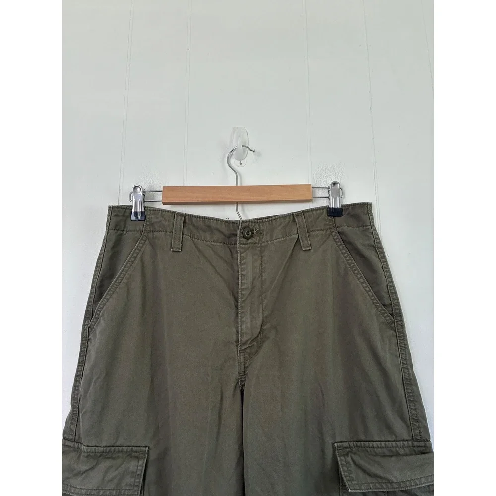 Levis 94 Baggy Cargo Pants Olive Green Womens 30 Wide Leg Utility Streetwear - Picture 9 of 9